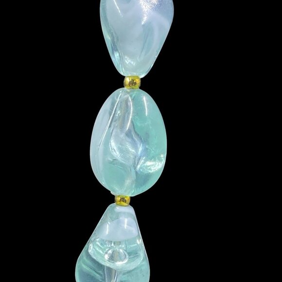 Seafoam Green Beaded Necklace 25 Inch Dainty Coastal Mermaidcore Cottagecore - Picture 4 of 7